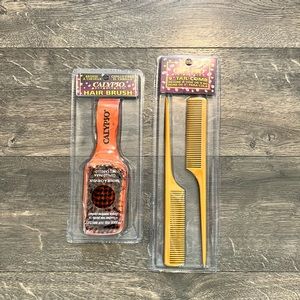 Calypso Wooden Hair Brush‎ and 2 Pack 9" Tail Combs NEW